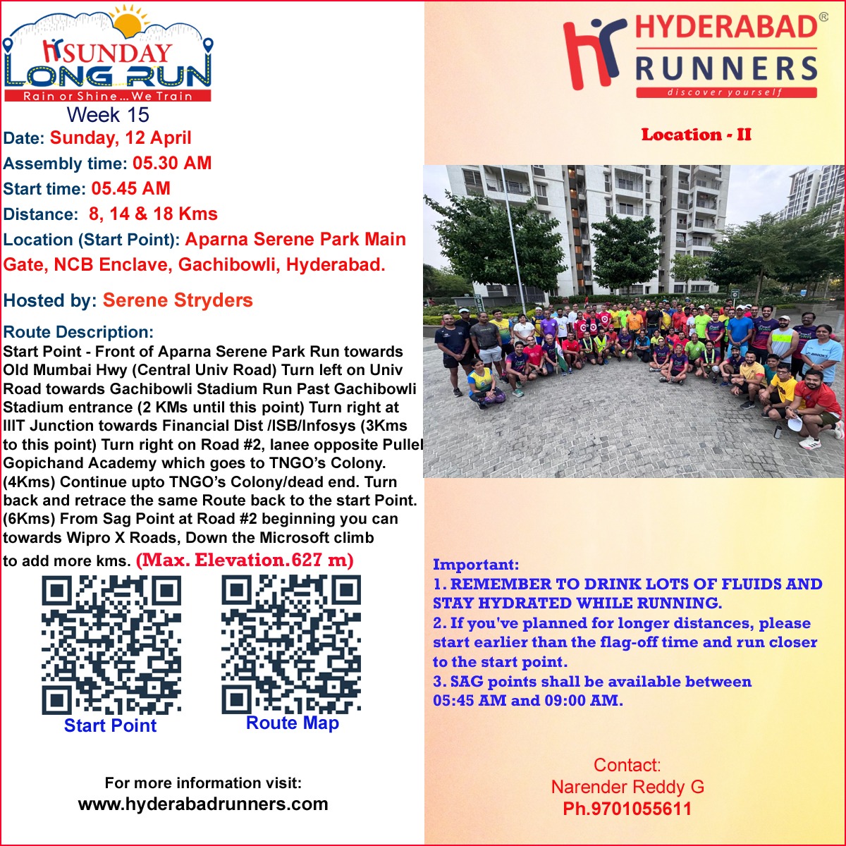 Sunday Long Run - Aparna Serene Park