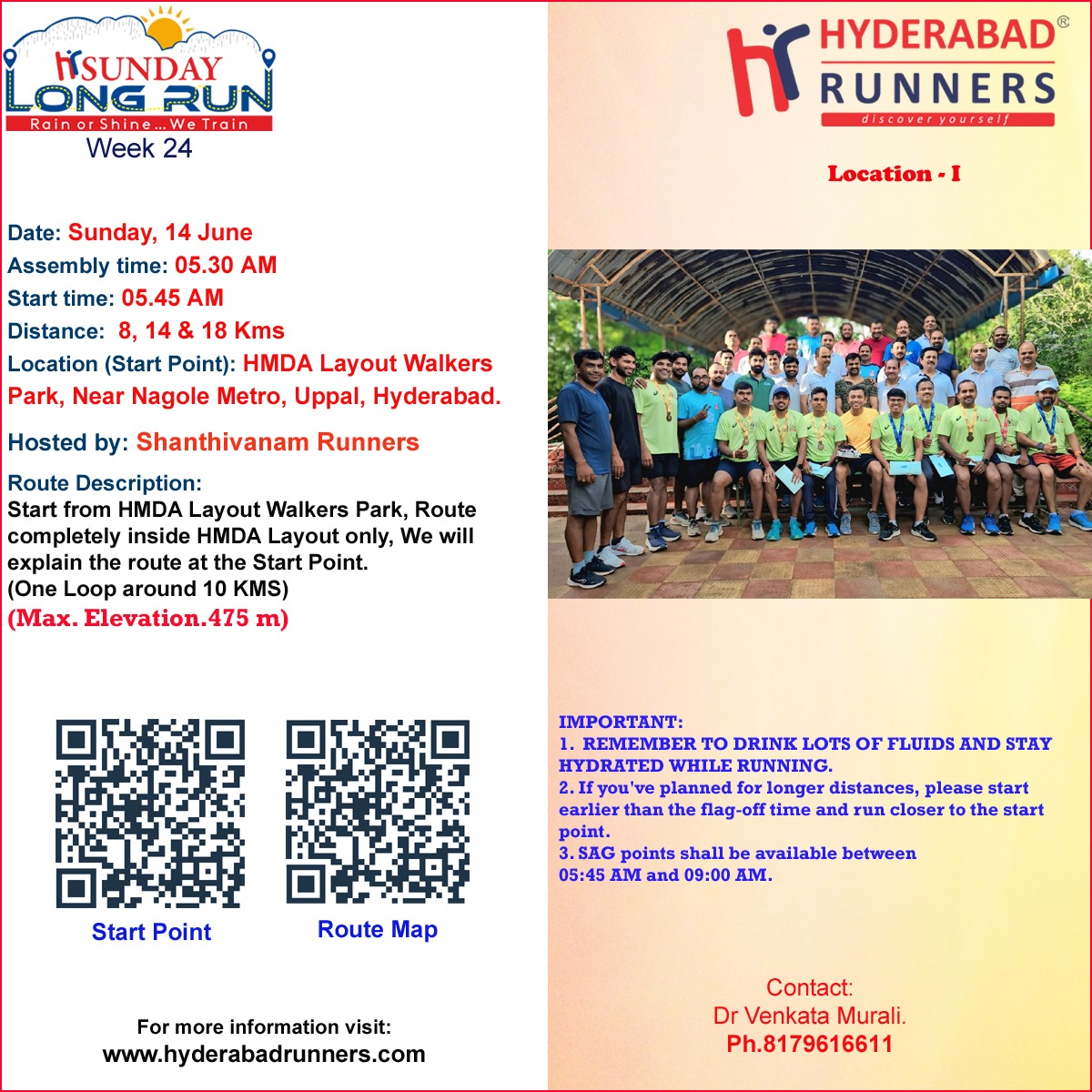 SUNDAY LONG RUN-HMDA Layout Walkers Park, Near Nagole Metro, Uppal.